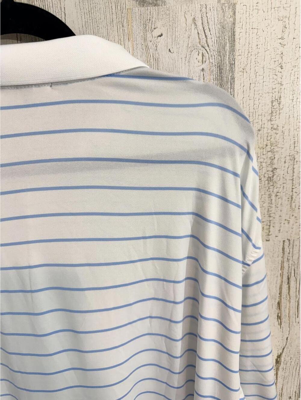 Peter Millar Polo Shirt Men's XL White Blue Stripe Performance Transmiss Logo - Picture 14 of 14